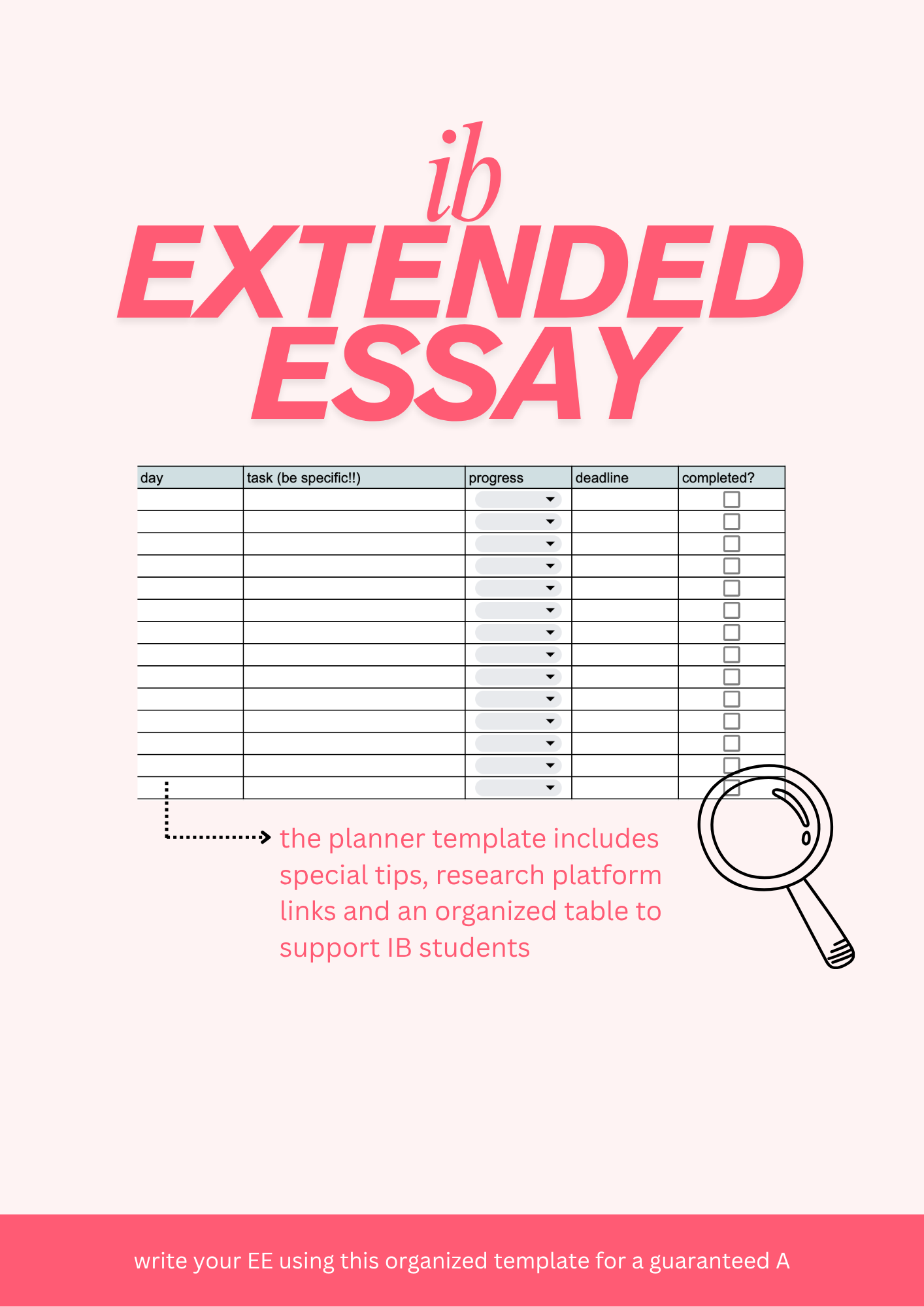 Extended Essay Planner Template