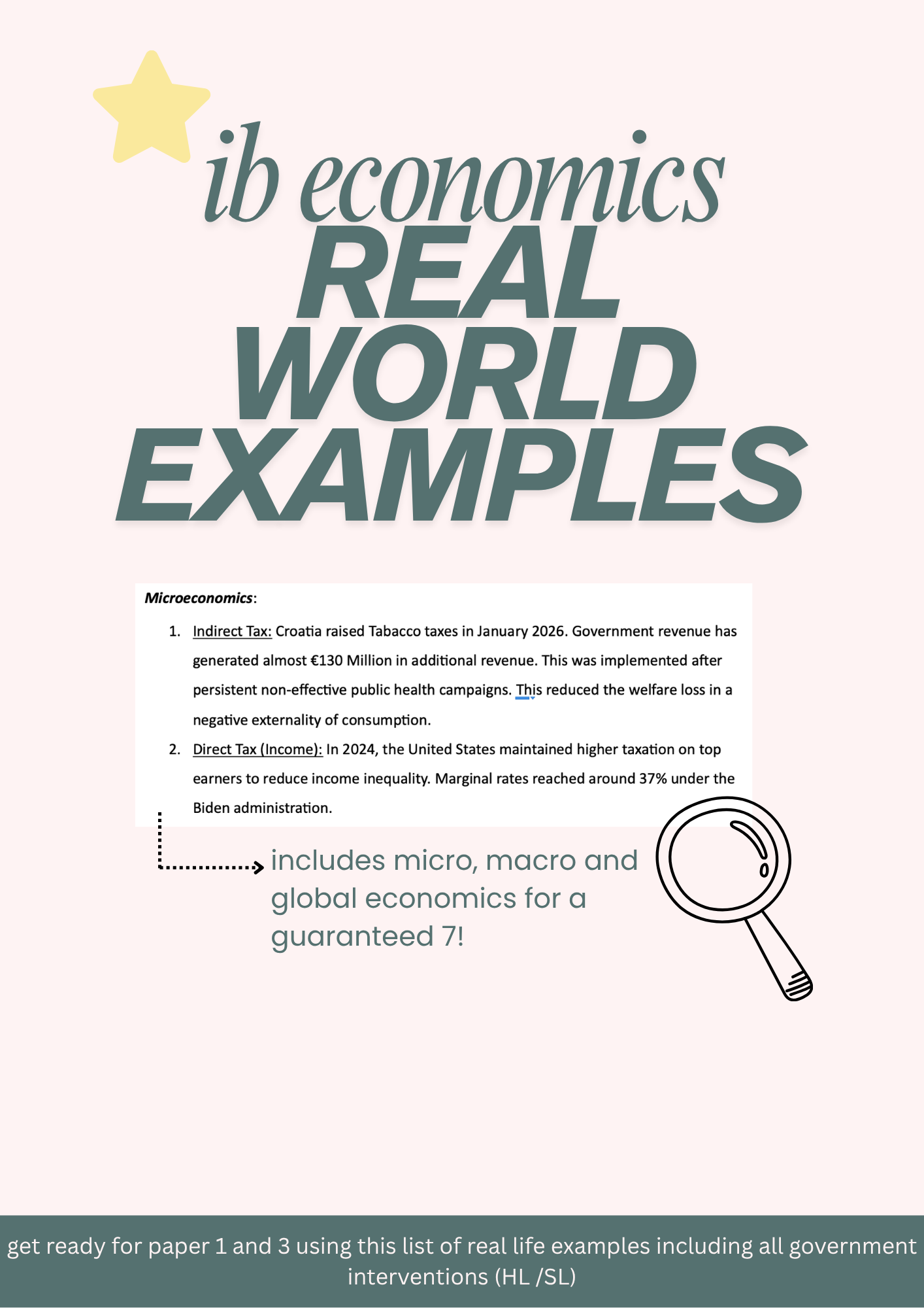 IB economics list of real world examples